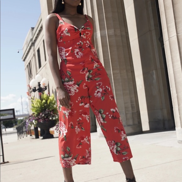 Red Floral jumpsuit - Picture 1 of 2